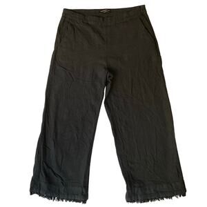 Banana Republic Women Wide Leg Cropped Pants size 6 Black High Rise Stretch